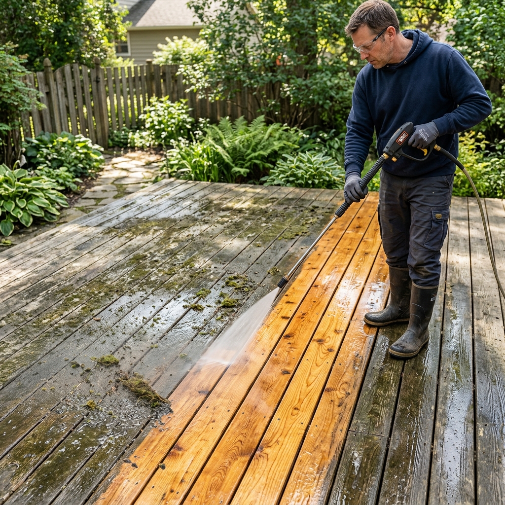 Decking, wall, and kerb restoration
