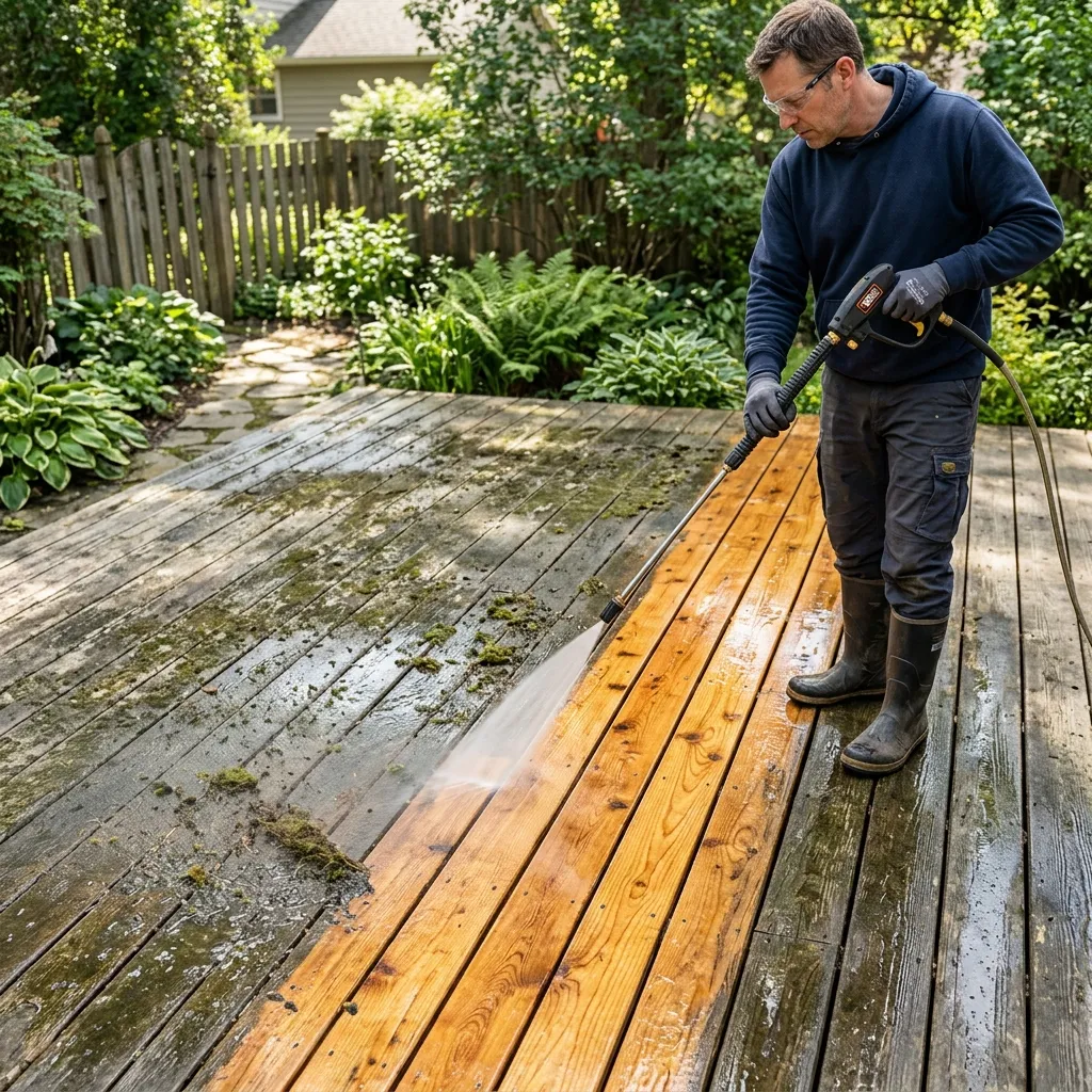 Beautifully cleaned wooden deck area